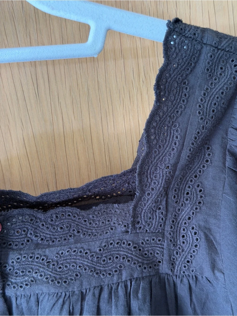THE GREAT. Black Eyelet Square-Neck Button-Up Blouse - Picture 3 of 5